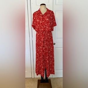 FatFace Red Button-Up Dress 14